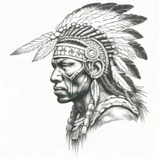 African Warrior With Native American Headress