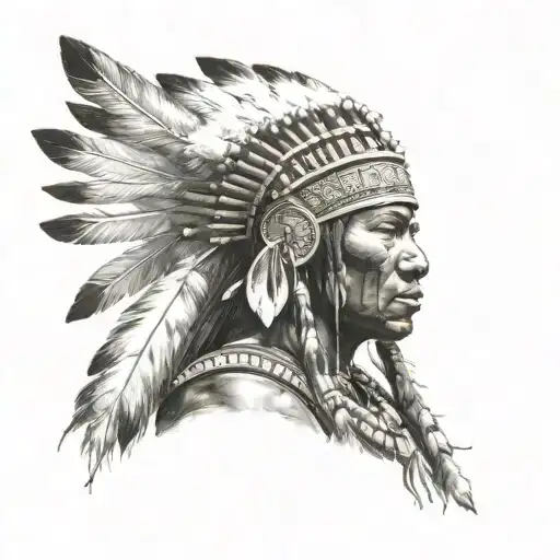 African Warrior With Native American Headress