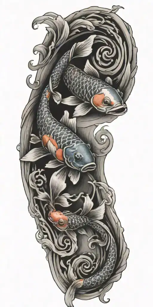 Traditional Japanese Koi Fish Tattoo Design