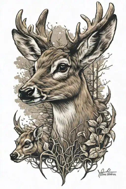 Trust The Process Quote With A White Tail Fawn Looking Up To A Buck