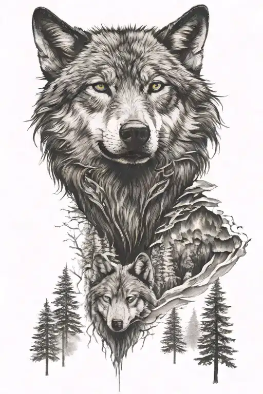 Alone Wolf Tattoo For Arm