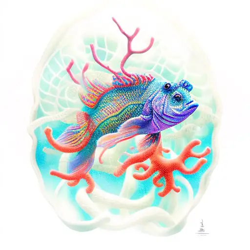 An Intricate Underwater Scene With Colorful Coral And Exotic Fish
