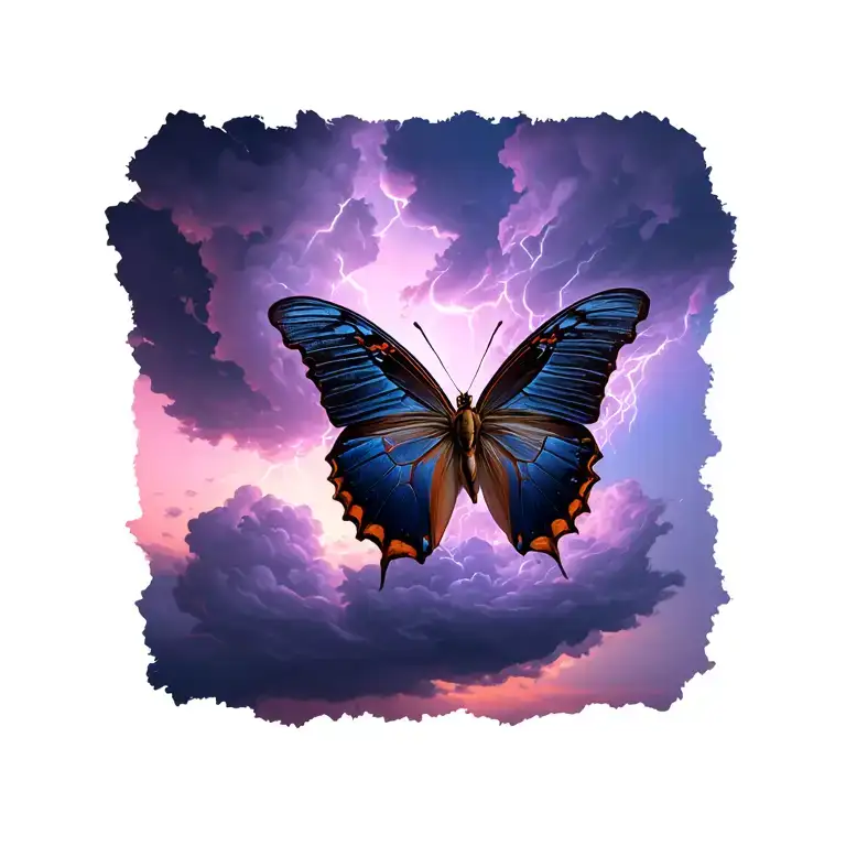 Butterfly Emerging From Storm Clouds