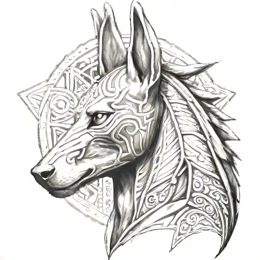 Anubis Realistic Black And Grey