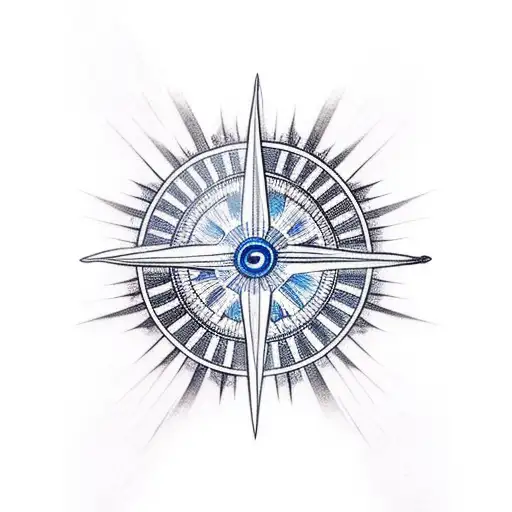 Blue Eye In The Midlle Of Compass