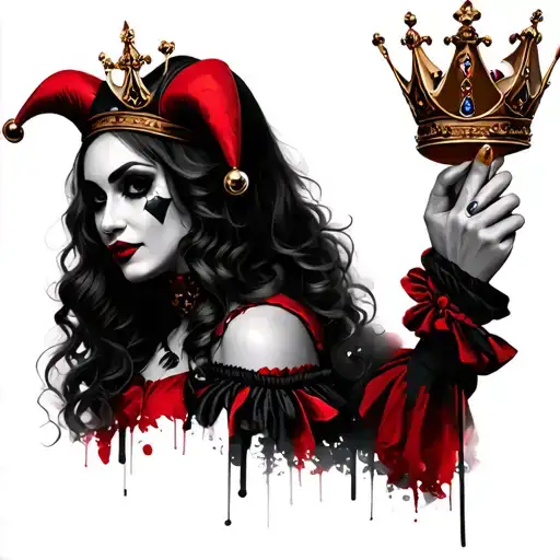 Gangster Female Jester Wearing Crown