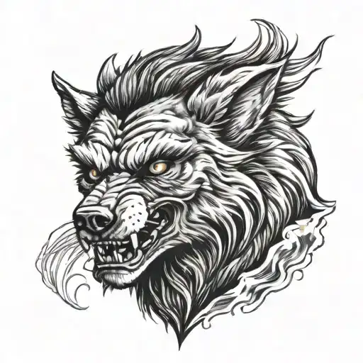 A Realistic Portrait Of A Werewolf From A Classic Horror Movie Howling At The Moon