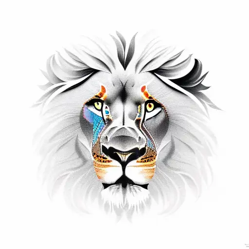 A Fierce Lion Protecting His Family