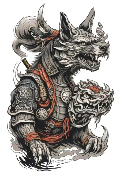 Samurai Wolf With Marked