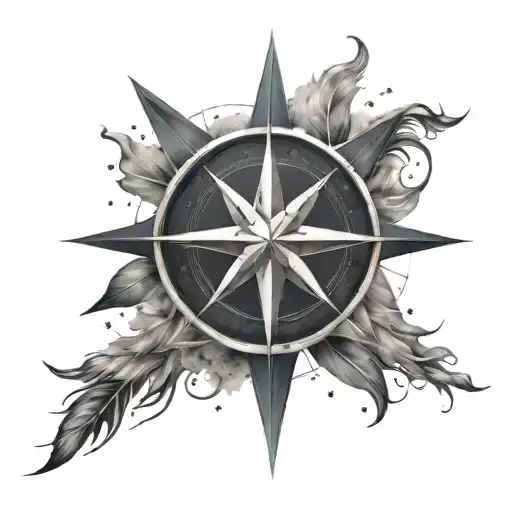 Wind Rose With The Moon And Stars In The Background