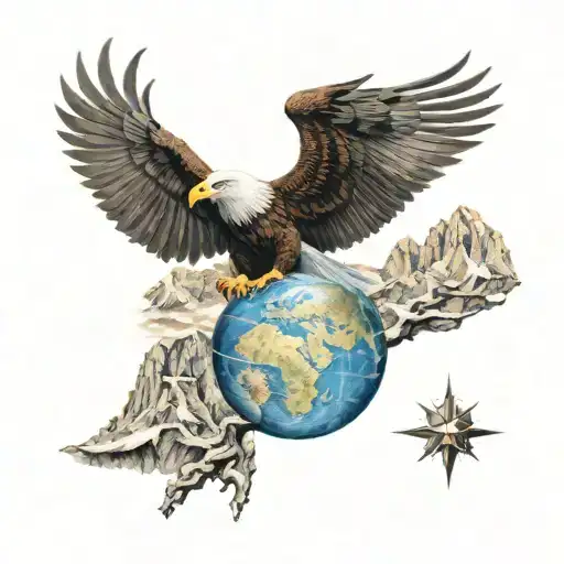 Mountains With Marine Corps Eagle Globe