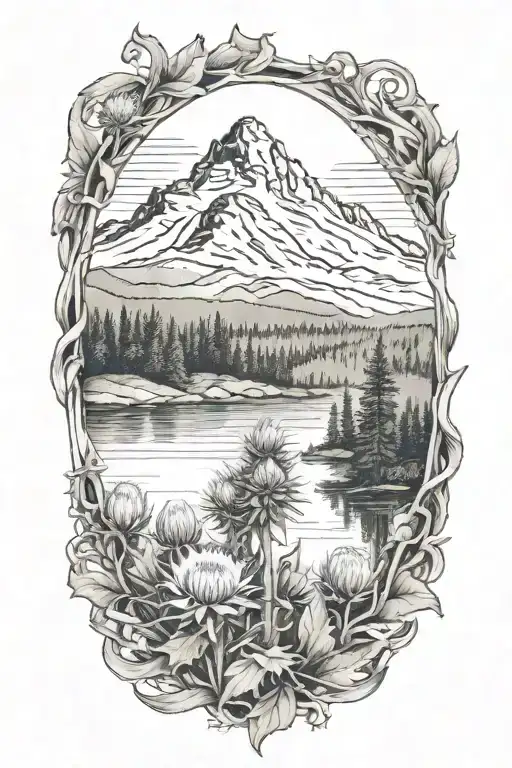 Lake Arrowhead Mountain Landscape With Thistle