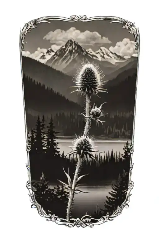 Lake Arrowhead Mountain Landscape With One Thistle