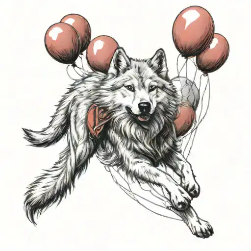 Girl With Blonde Wolf Cut Flying Holding 99 Red Balloons