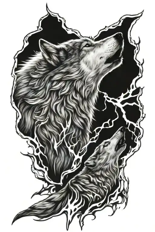 Ice Wolf And Fire Wolf Howling