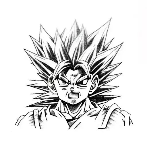 A Realistic Portrait Of Goku In His Super Saiyan Form