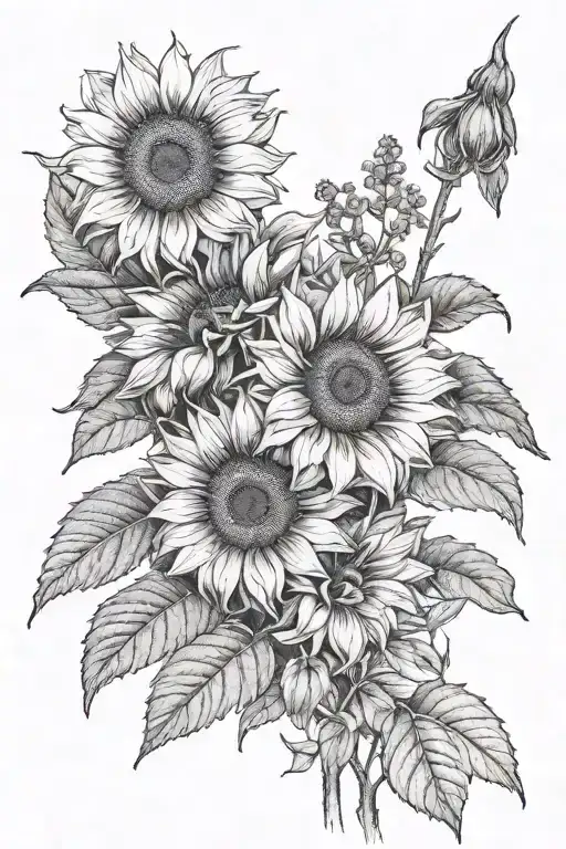 Sunflower And Larkspur Flower