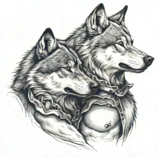 Wolf Biting The Heart Out Of Man's Chest