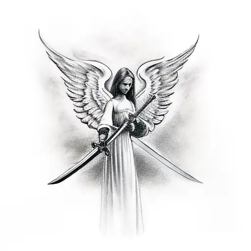 Angel Holding A Sword In His Hands
