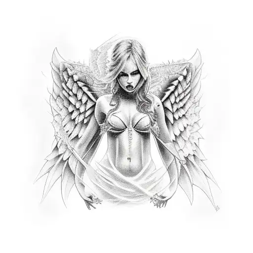 Half Angel And Halv Demon Full Body