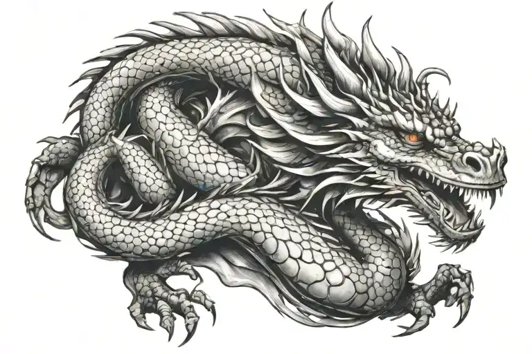 Dragon Tattoo On A Persons Chest Filled