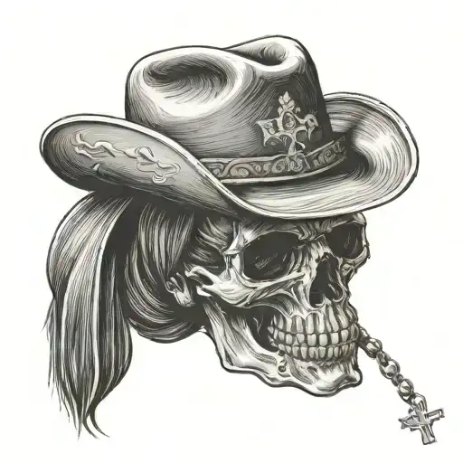 Cross With A Cowboy Hat Sitting