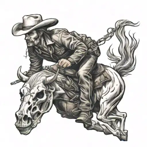 Outlaw Skull Cowboy Riding