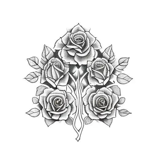 A Family Tree With Five Roses As Leaves