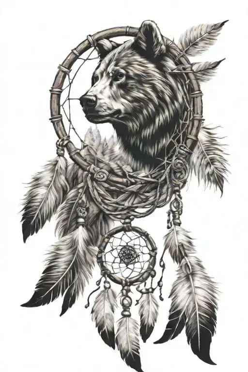 Native American Bear Paw Print Dream Catcher