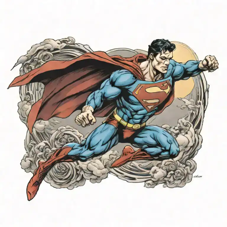 Superman Flying Towards The Sun