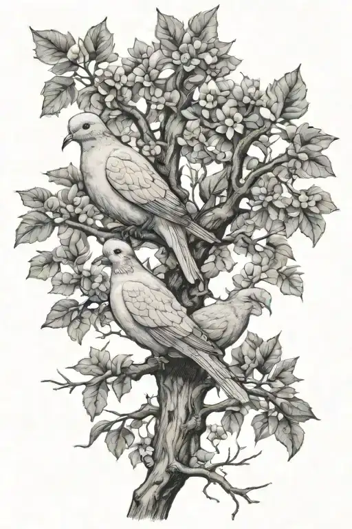 Dove And Oak Tree