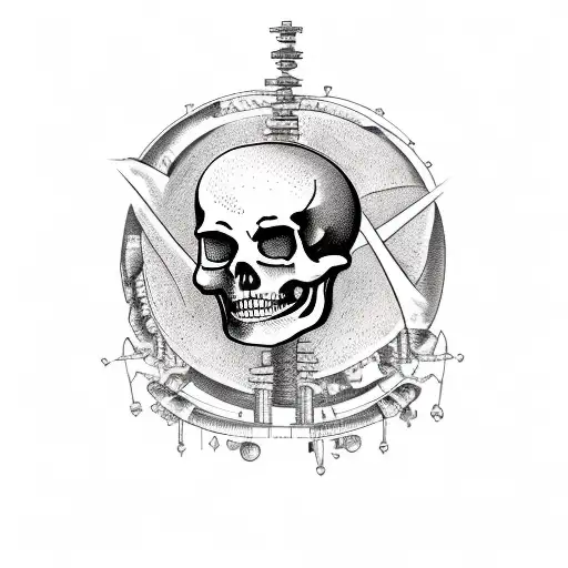 Combine Elements Of History And Science In A Tattoo Featuring A Skeleton Studying Planets