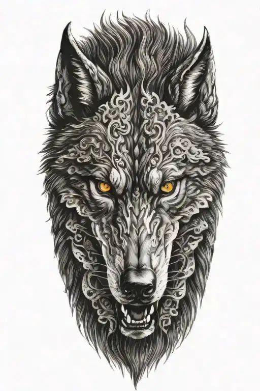 Black Wolf Head On Armor