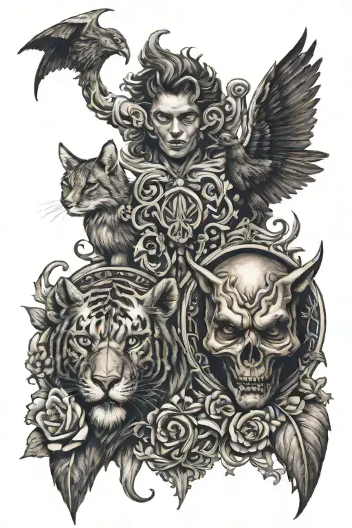 Tattoo Good And Evil In One Person Or Animal
