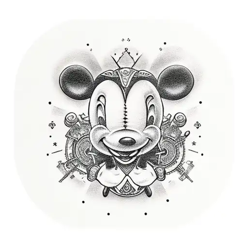 Black Lamb Mickey Mouse Hat