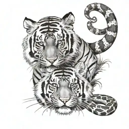 Tiger And Snake Intertwined