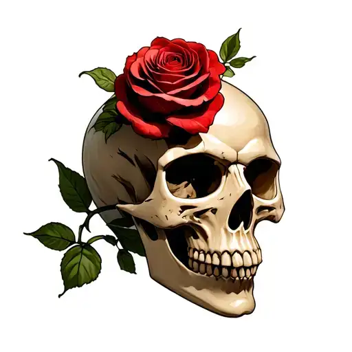 Skull With A Wilted Rose