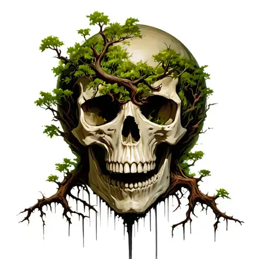 A Skull With Like A Tree Growing Around It