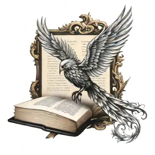 Pheonix Bird Rising Out Of A Book