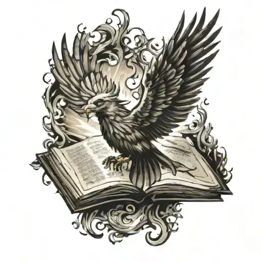 Pheonix Bird Coming Out Of A Book