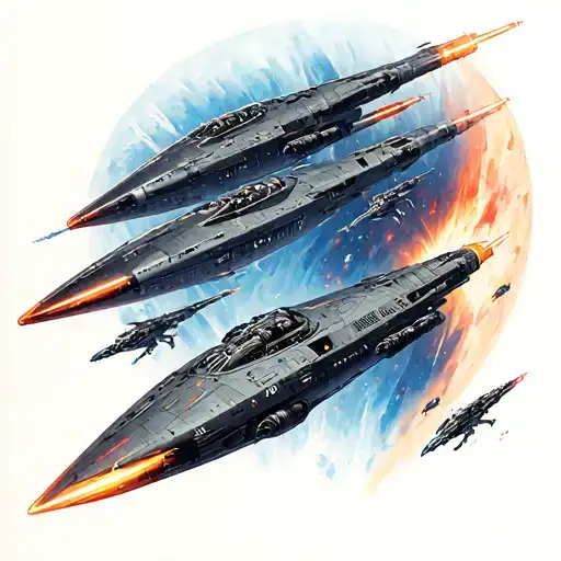 Space Battle Scene Featuring Iconic Mass Effect Ships And Enemies