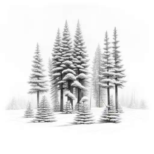 Pine Tree Forest With A Path In The Middle