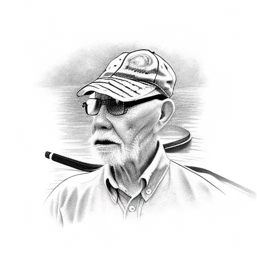 Grandpa Fishing At A Pond