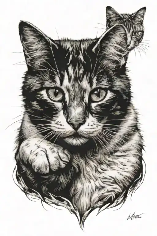 Calico And White Cat Playing