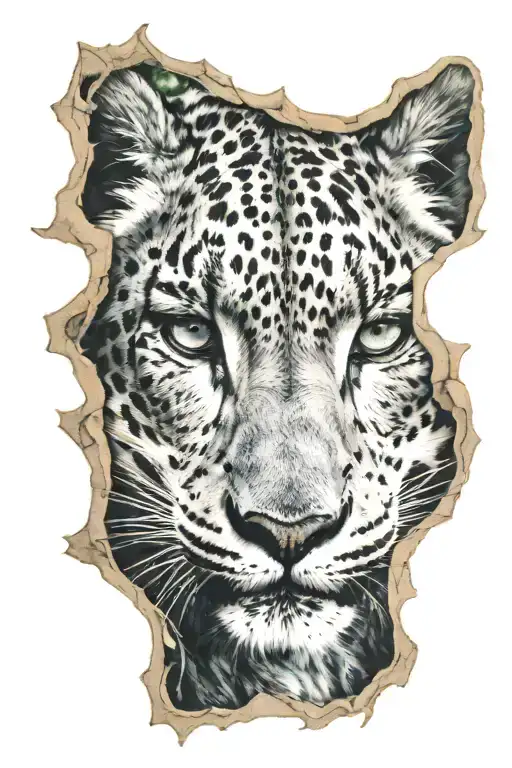 Snow Leopard Head Looking Through Dense Forest