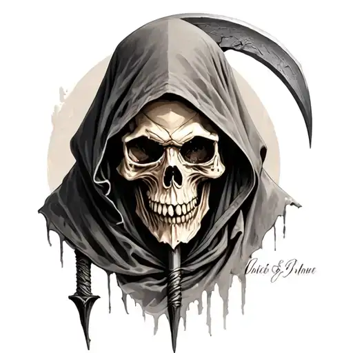 Skull Grim Reaper With Scythe