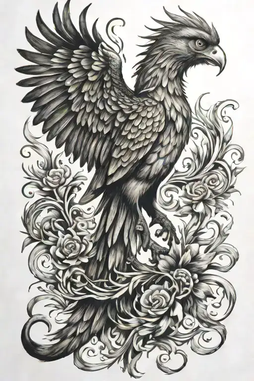 Phoenix With Good Enough Text Tattoo