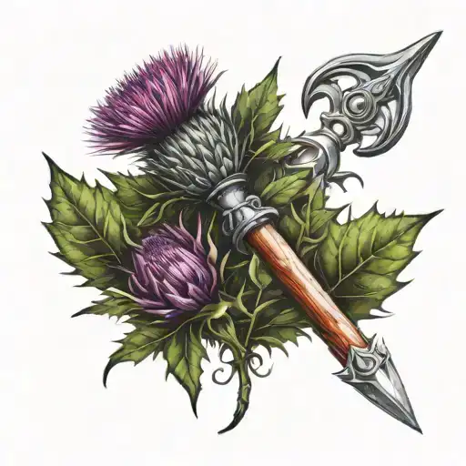 Thistle And Tartan And Claymore Sword