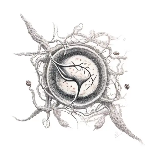 A Neuron Intertwined With A Coffee Bean Vine
