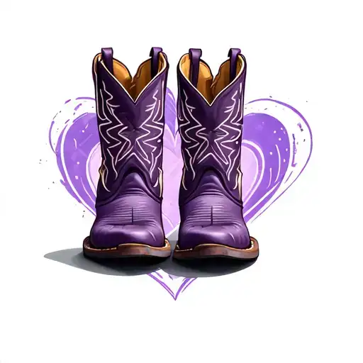 Cowboy Boots With Purple Heart Behind It